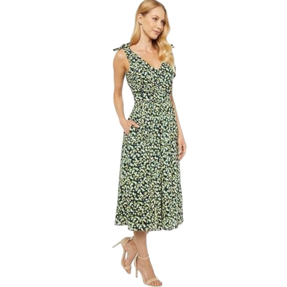 Calvin Klein Green Floral Cotton Sleeveless Midi Spring Wedding Guest Dress 2